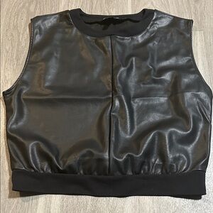 Express Black Faux Leather Sleeveless Crop Top